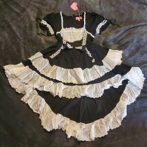 Dolls Kill Sugar Thrillz Gothic Lolita Tiered Lace Trimmed Dress S